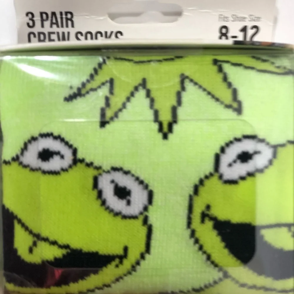 THE MUPPETS 3 Pair Crew Socks 8-12 NEW
